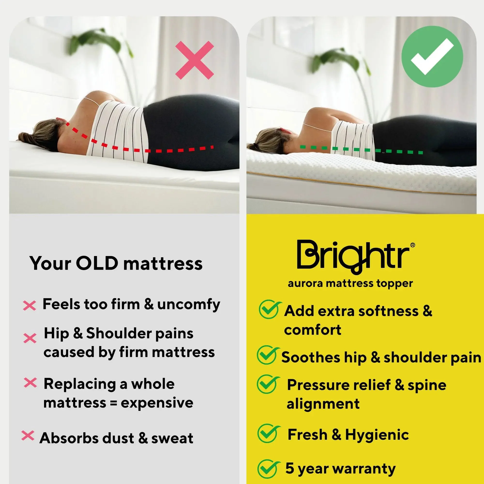 Brightr® Aurora  2 in 1 Memory Foam mattress topper - Image 14