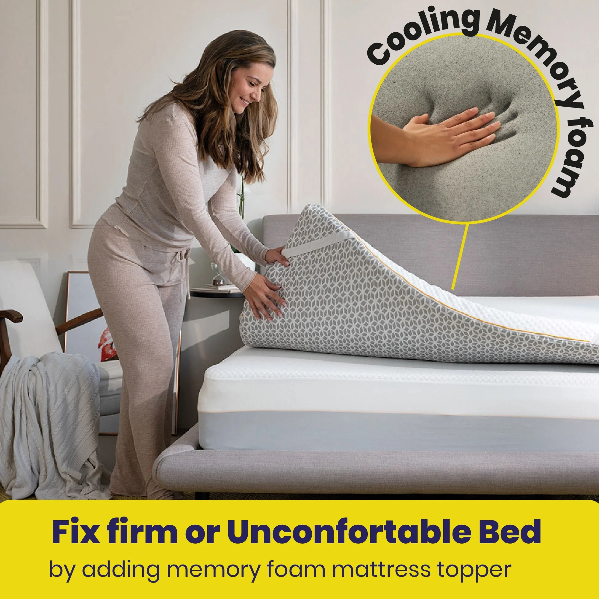 Brightr® Aurora Deluxe 2 in 1 Best Memory Foam mattress topper - Medium Firm - Image 5
