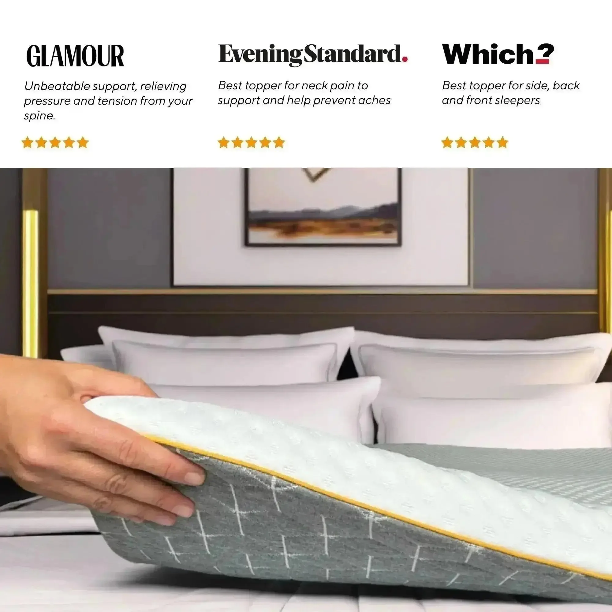 Brightr® Aurora Deluxe 2 in 1 Memory Foam mattress topper - Image 12