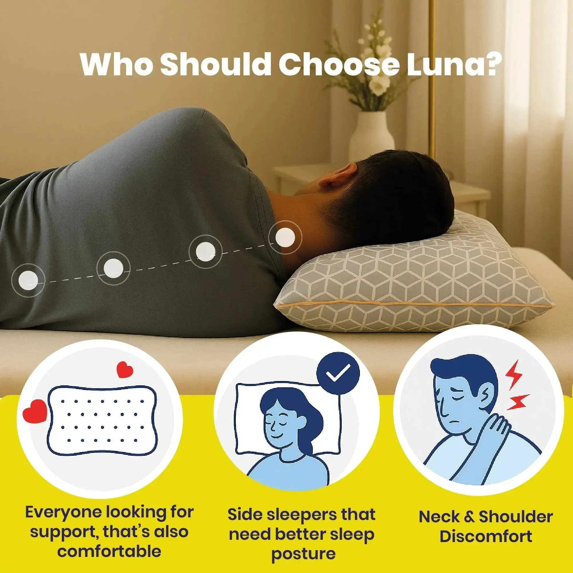 Brightr® Luna Adjustable Memory Foam pillow for neck & shoulder pains - Image 3