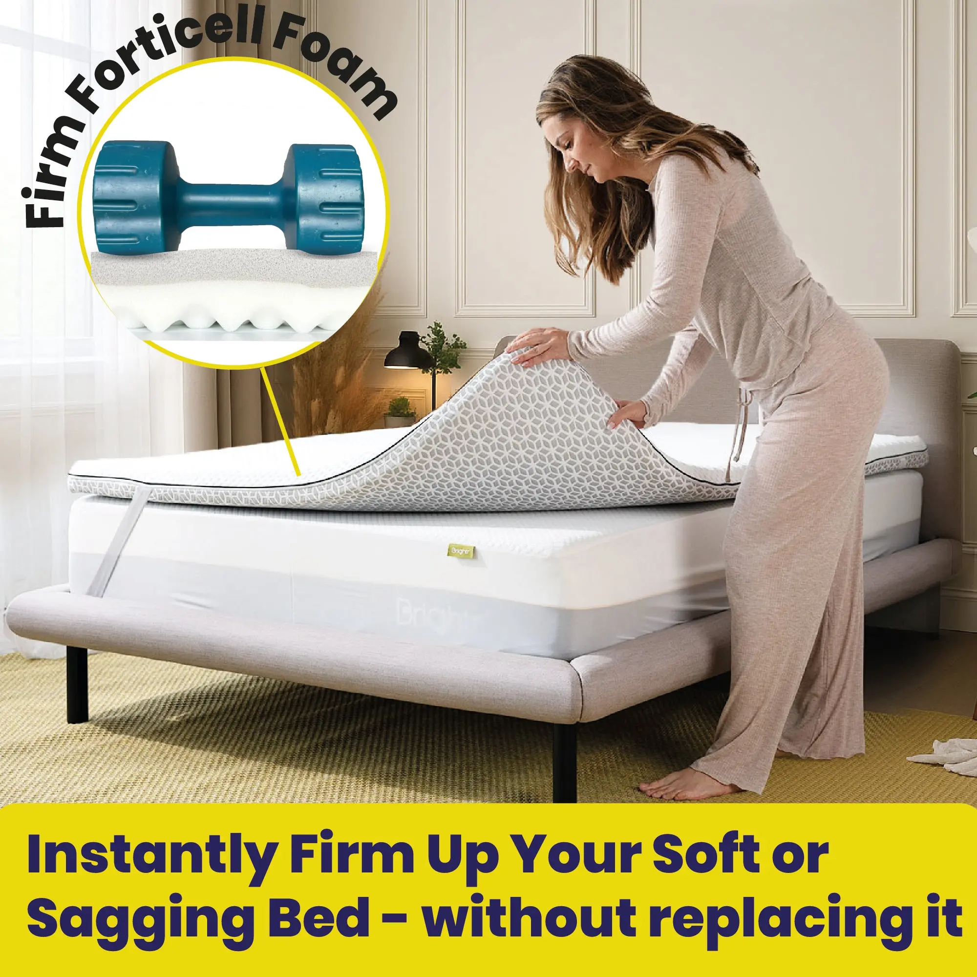 Brightr®  Titan 2 in 1 Mattress Firm Mattress Topper  - Medium/Firm - Image 4