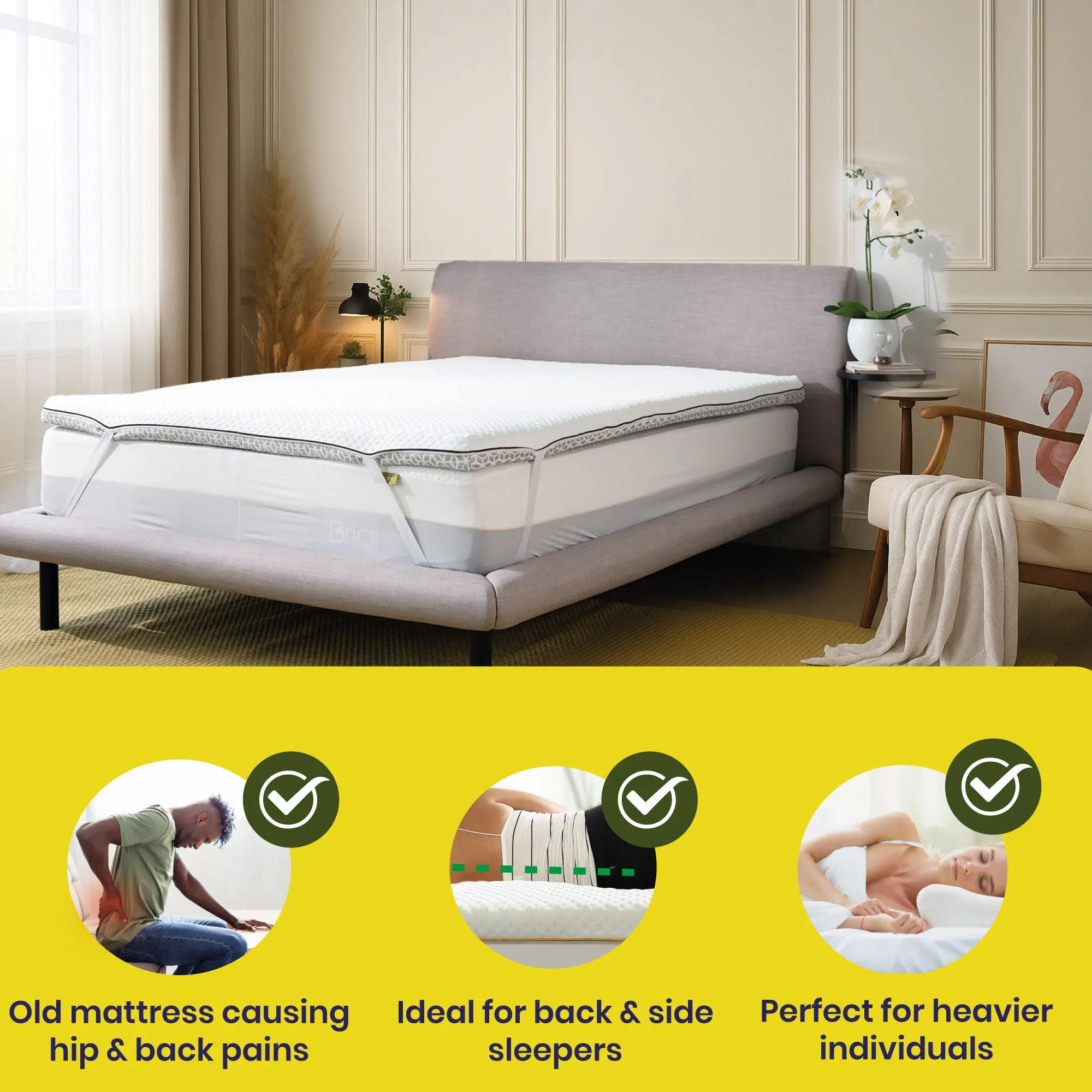 Brightr®  Titan 2 in 1 Mattress Firm Mattress Topper  - Medium/Firm - Image 7